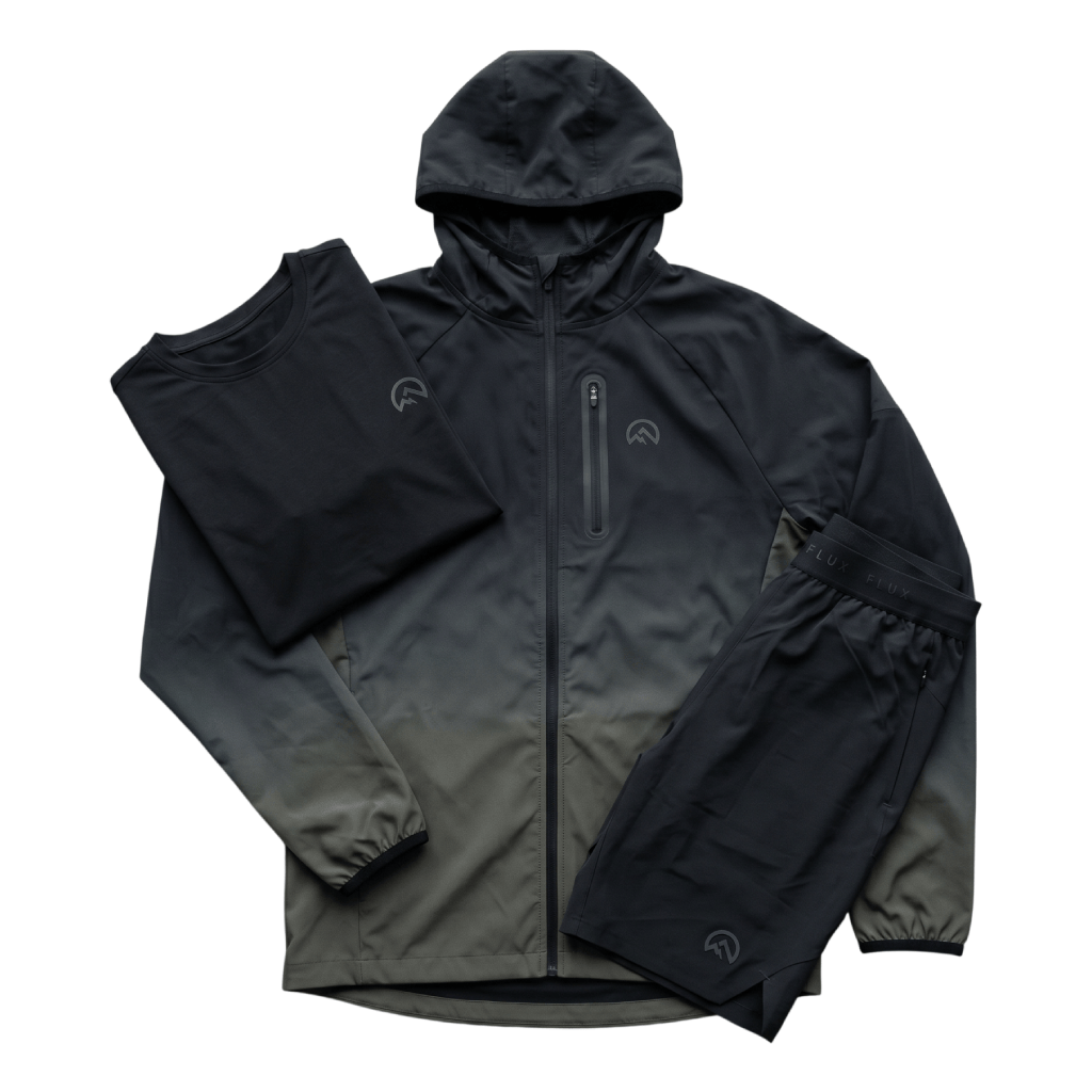 Flux Junior's 3 Piece Co Ord Set Black/Grey Jacket, T-Shirt & Shorts