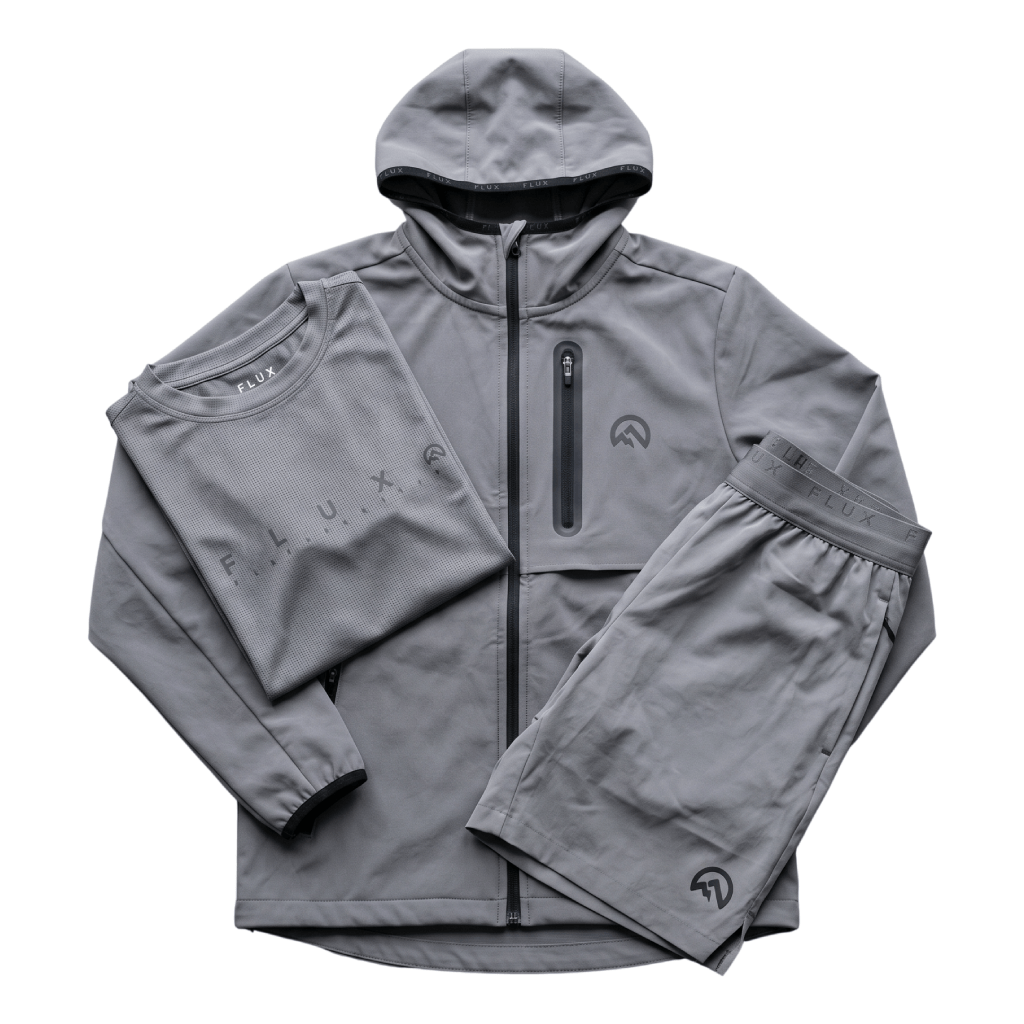 Flux Junior's 3 Piece Co Ord Set Slate Grey/Grey Jacket, T-Shirt & Shorts