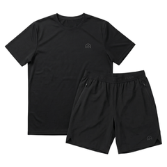 Flux Men's 2-Piece Co-Ord Set – Black   (T-Shirt & Shorts)