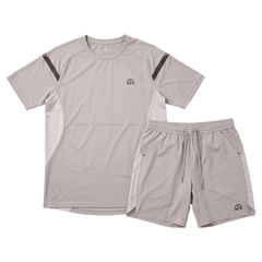 Flux Men's 2 Piece Co Ord Set Concrete/Silver T-Shirt & Shorts