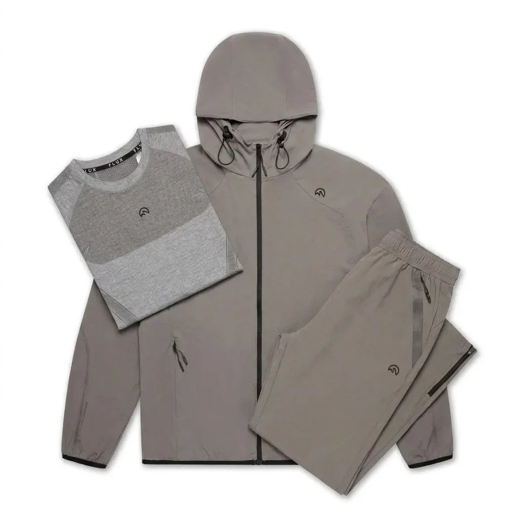 Flux Men's 3 Piece Co Ord Set Gunmetal Jacket, T-Shirt & Pant