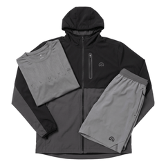 Flux Men's 3 Piece Co Ord Set Slate Grey/Grey Jacket, T-Shirt & Shorts