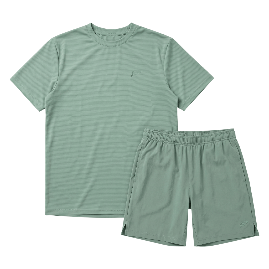 Frequency Junior's 2 Piece Co Ord Set Sage Green T-Shirt & Shorts