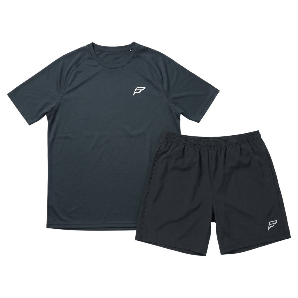 Frequency Men's 2 Piece Co Ord Set Black T-Shirt & Shorts