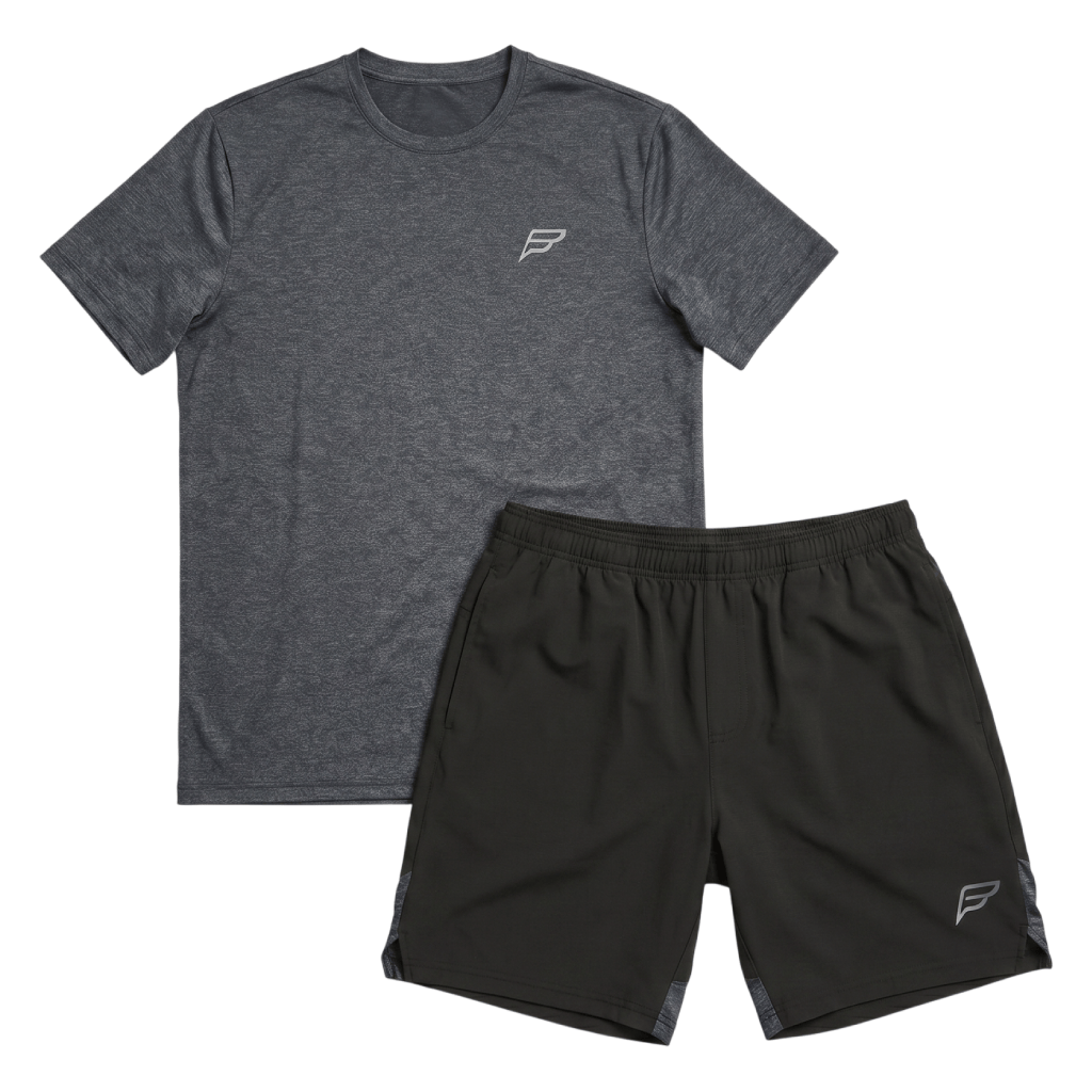 Frequency Men's 2-Piece Co-Ord Set – Carbon/Black   (T-Shirt & Shorts)