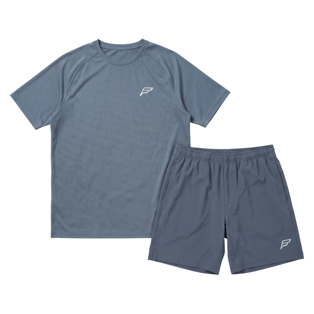 Frequency Men's 2 Piece Co Ord Set Grey T-Shirt & Shorts