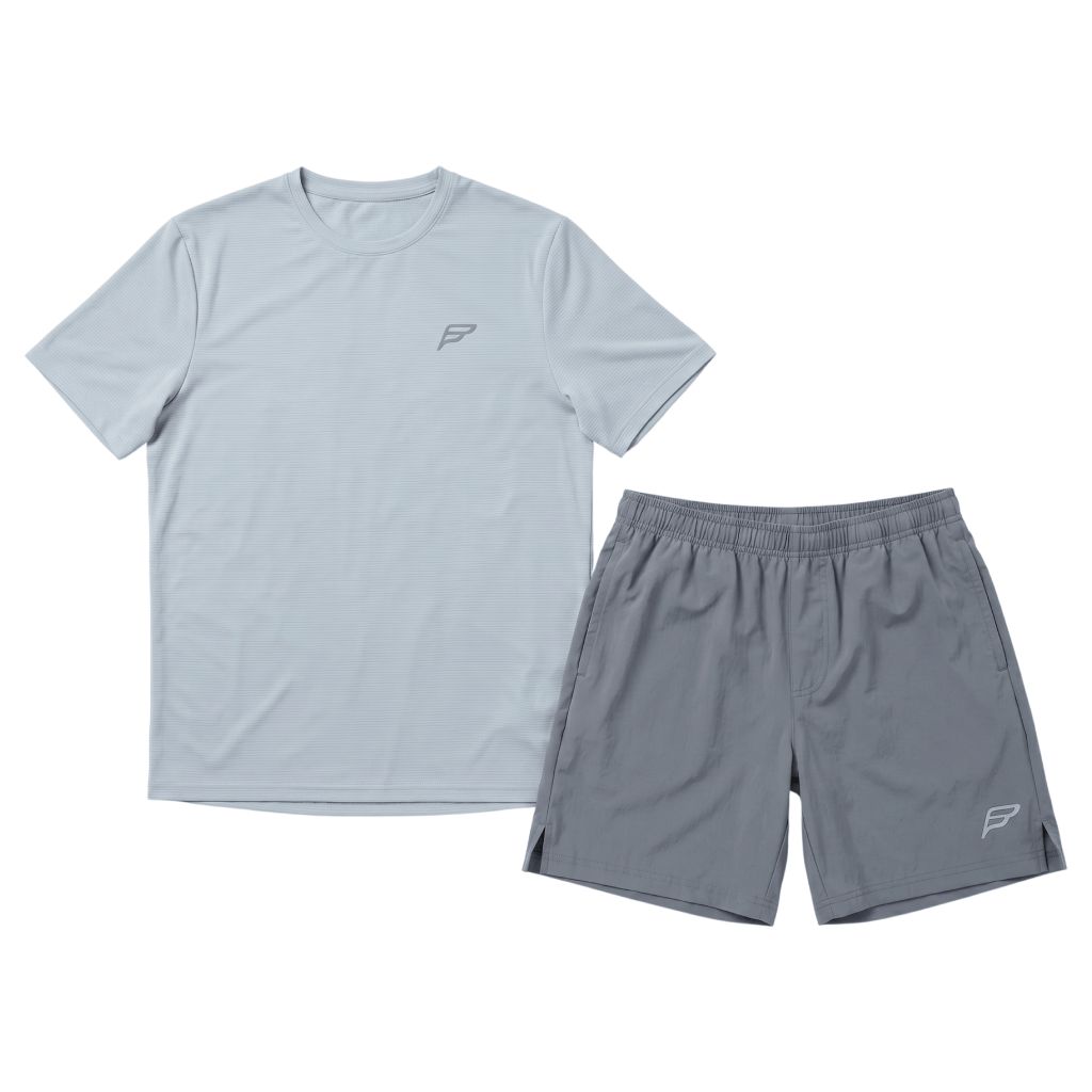Frequency Men's 2 Piece Co Ord Set Harbour Grey T-Shirt & Shorts