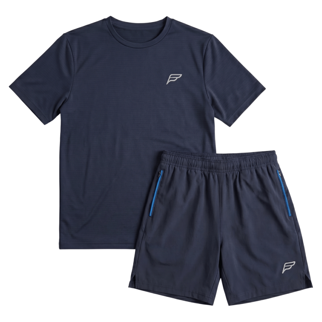 Frequency Men's 2-Piece Co-Ord Set – Navy/Royal   (T-Shirt & Shorts)