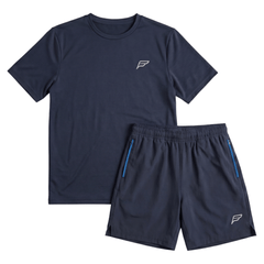 Frequency Men's 2-Piece Co-Ord Set – Navy/Royal   (T-Shirt & Shorts)