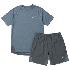 Frequency Men's 2 Piece Co Ord Set Slate Grey/Grey T-Shirt & Shorts