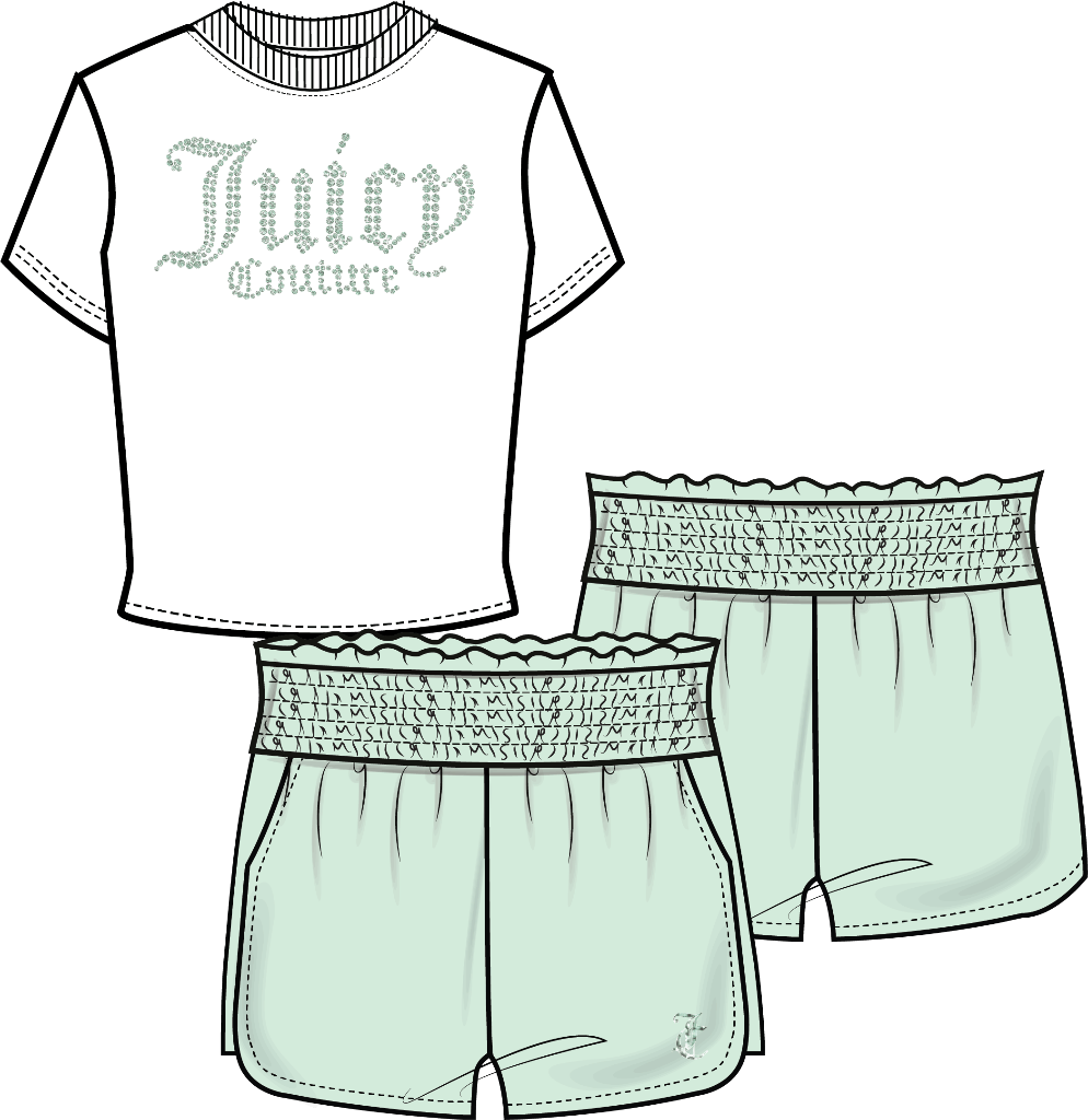 Juicy Couture Shirred Tee/Short Set Junior
