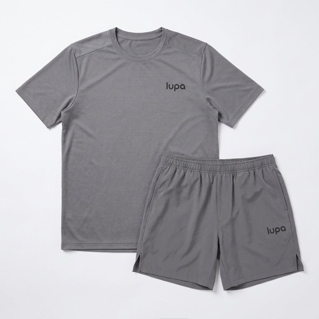 Lupa Junior's 2 Piece Co Ord Set Mid Grey T-Shirt & Shorts