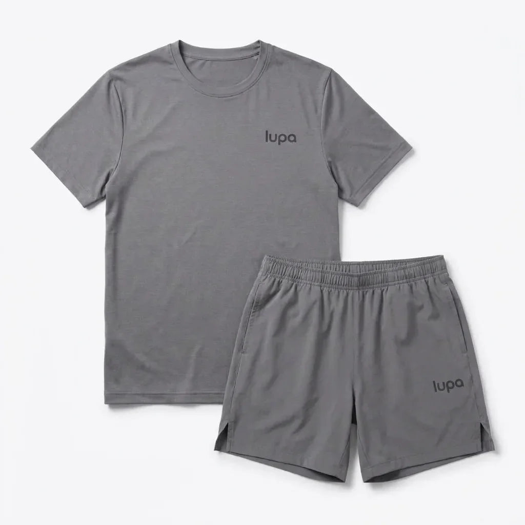 Lupa Junior's 2 Piece Co Ord Set Mid Grey T-Shirt & Shorts