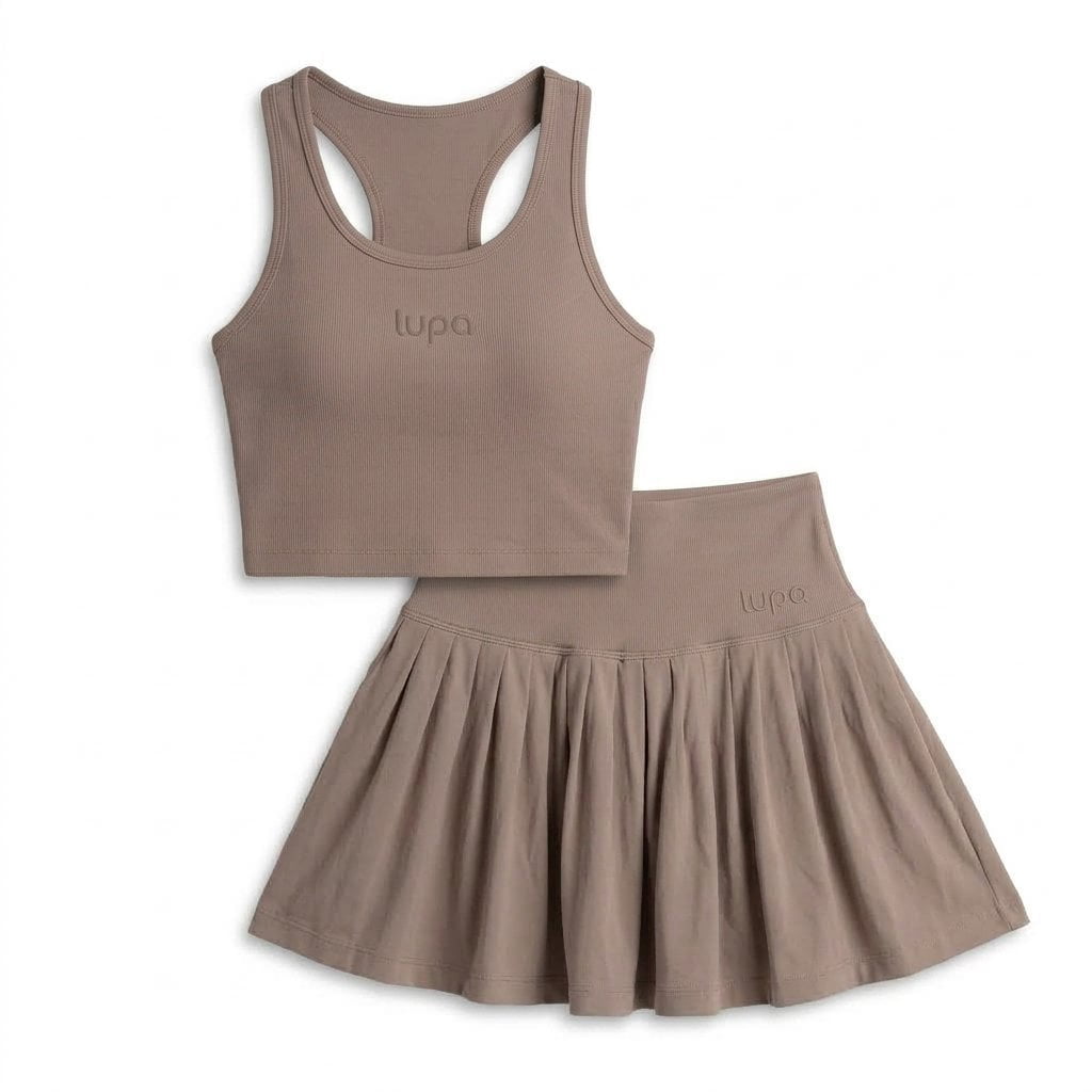 Lupa Junior's 2 Piece Co Ord Set Taupe Vest & Skort