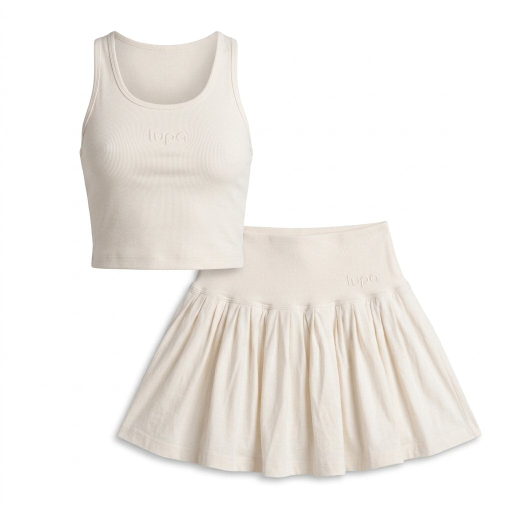Lupa Junior's 2 Piece Co Ord Set Vanilla Vest & Skort