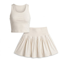 Lupa Junior's 2 Piece Co Ord Set Vanilla Vest & Skort