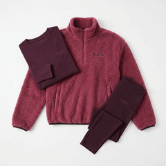 Lupa Junior's 3-Piece Co Ord Set Berry Fleece, Long-Sleeve T-Shirt & Legging