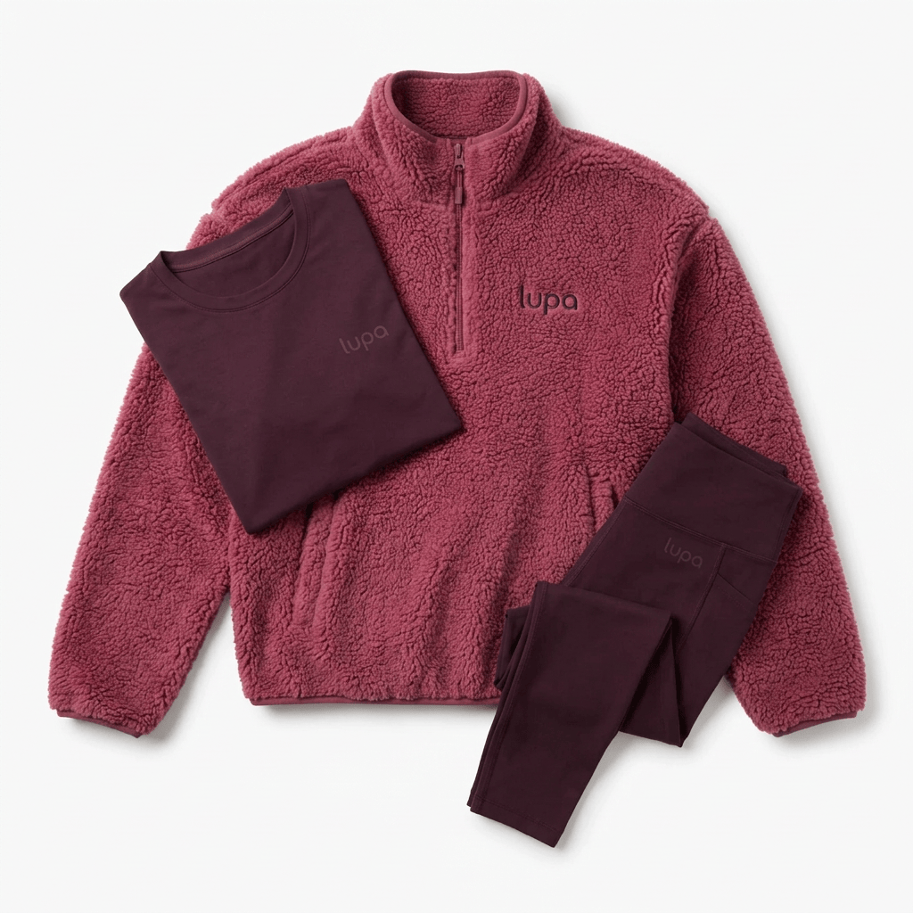 Lupa Junior's 3-Piece Co Ord Set Berry Fleece, T-Shirt & Legging