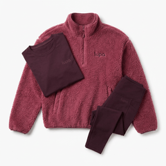 Lupa Junior's 3-Piece Co Ord Set Berry Fleece, T-Shirt & Legging