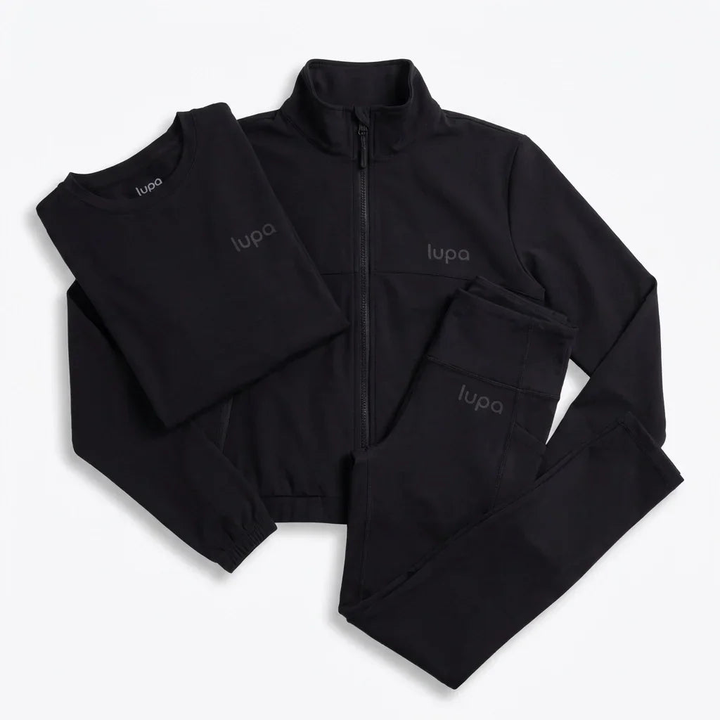 Lupa Junior's 3 Piece Co Ord Set Black Jacket, T-Shirt & Leggings
