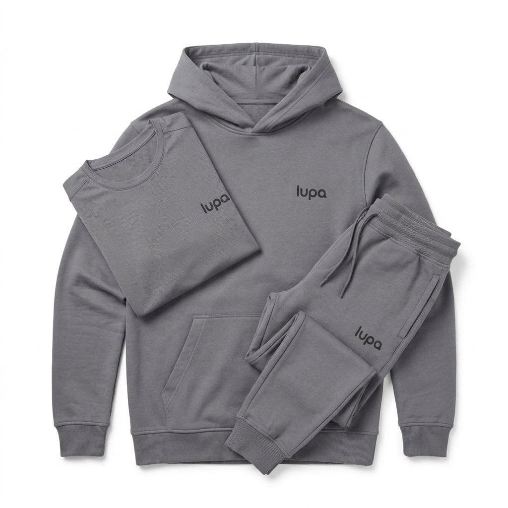 Lupa Men's 3 Piece Co Ord Set Mid Grey Hoodie, T-Shirt & Pant