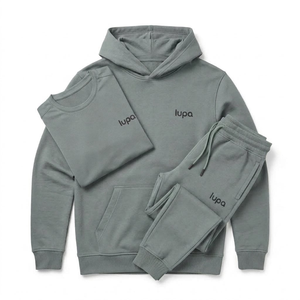 Lupa Men's 3 Piece Co Ord Set Olive Hoodie, T-Shirt & Pant