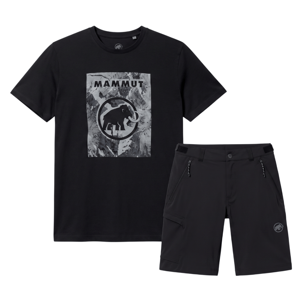 Mammut Men's 2 Piece Co Ord Set Black T-Shirt & Shorts