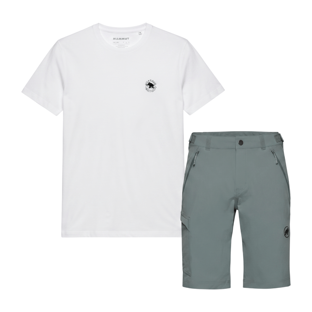 Mammut Men's 2 Piece Co Ord Set White/Strata Grey T-Shirt & Shorts