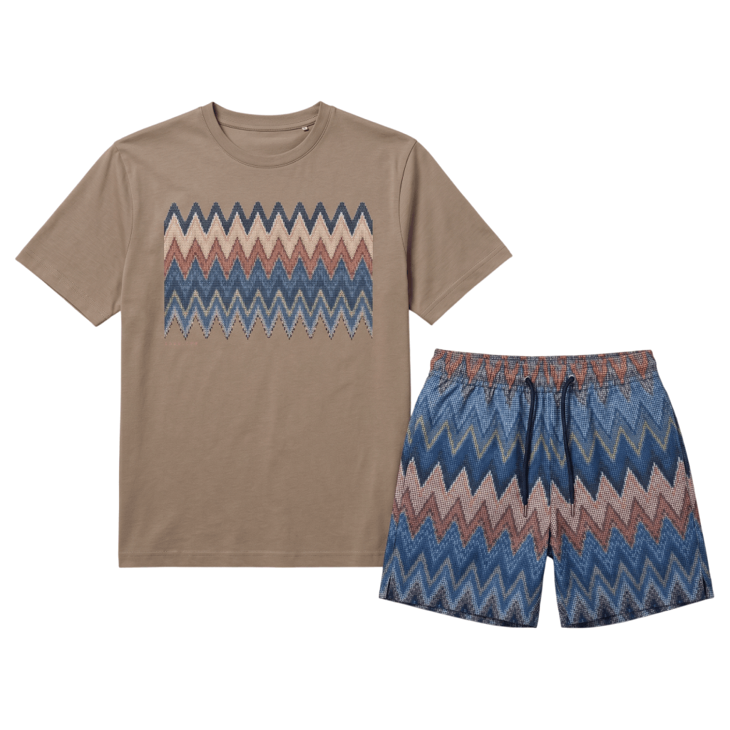 Moda Bandidos Junior's 2 Piece Co Ord Set Brown/Navy T-Shirt & Shorts