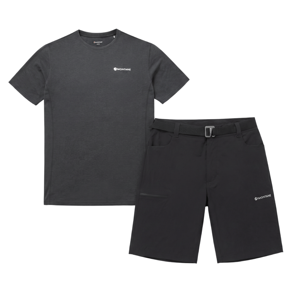 Montane Men's 2 Piece Co Ord Set Black T-Shirt & Shorts