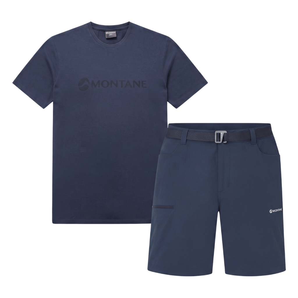 Montane Men's 2 Piece Co Ord Set Eclipse Blue T-Shirt & Shorts