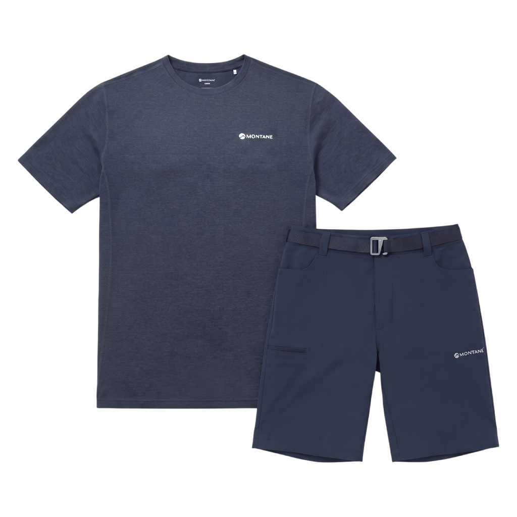 Montane Men's 2 Piece Co Ord Set Eclipse Blue T-Shirt & Shorts