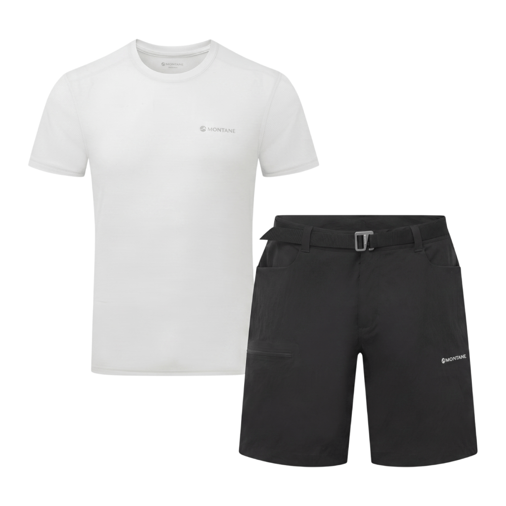 Montane Men's 2 Piece Co Ord Set Platinum/Black T-Shirt & Shorts
