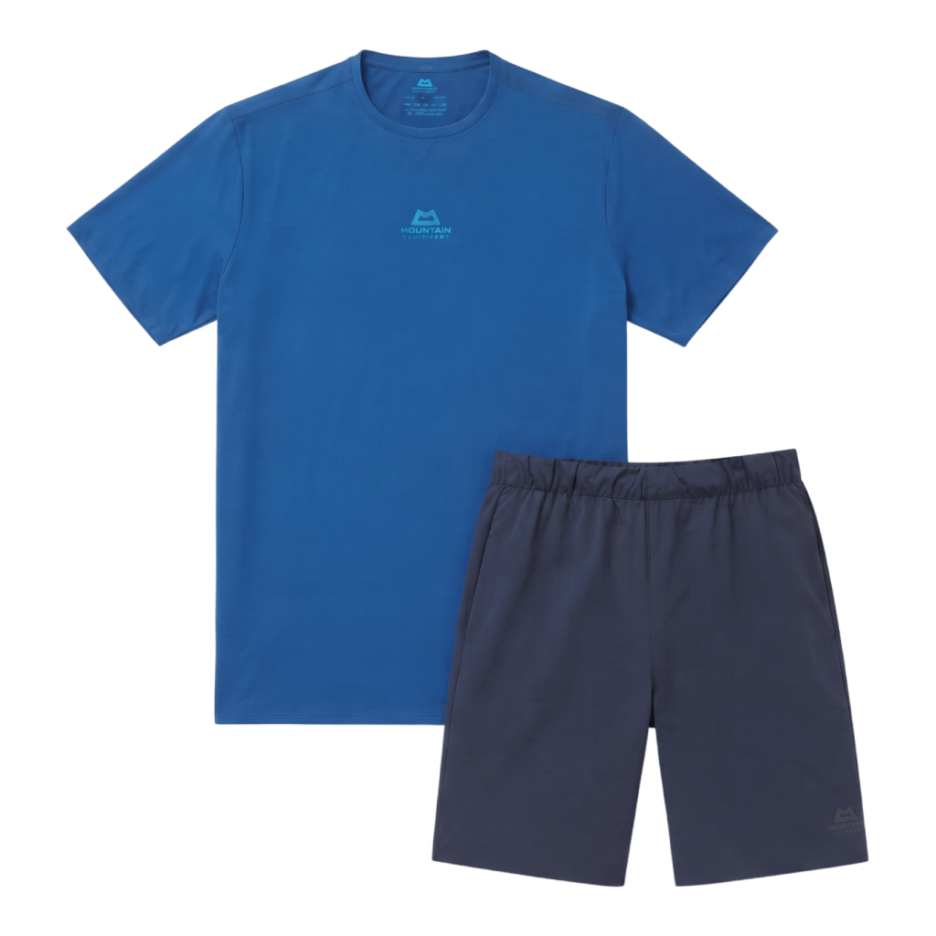 Mountain Equipment Men's 2 Piece Co Ord Set Blue T-Shirt & Shorts