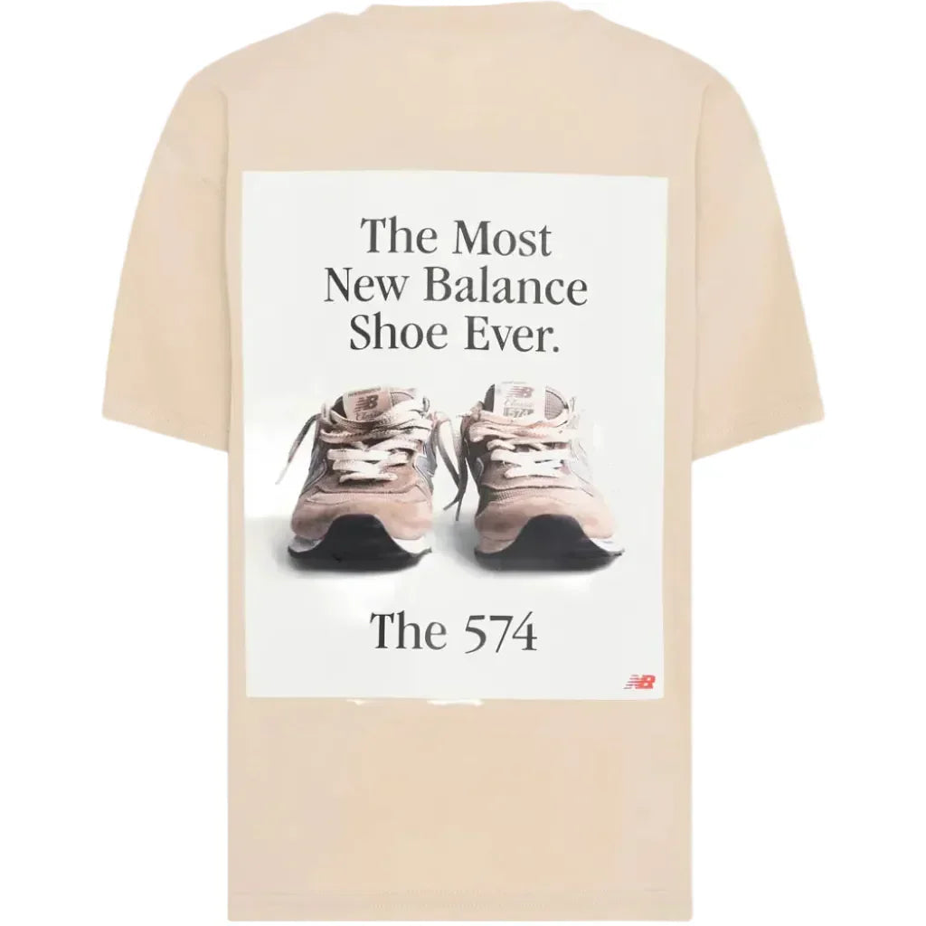 New Balance Junior's 2 Piece Co Ord Set Beige T-Shirt & Shorts