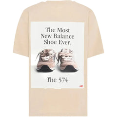 New Balance Junior's 2 Piece Co Ord Set Beige T-Shirt & Shorts