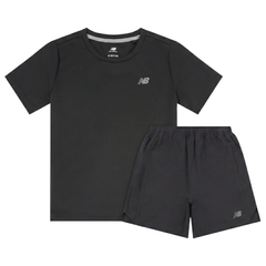 New Balance Junior's 2 Piece Co Ord Set Black T-Shirt & Shorts