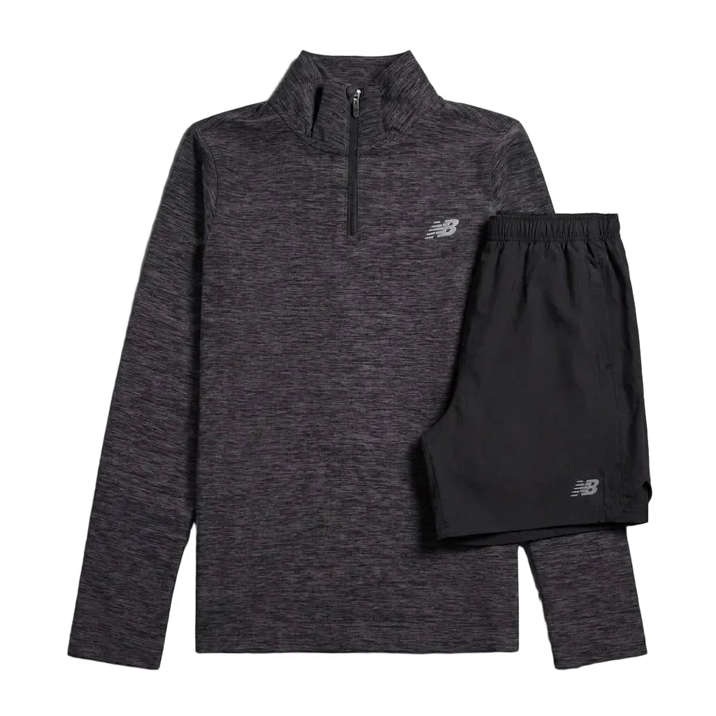 New Balance Junior's 2 Piece Co Ord Set Black T-Shirt & Shorts
