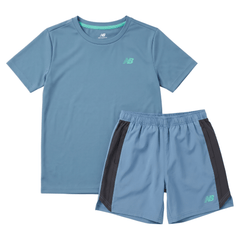 New Balance Junior's 2 Piece Co Ord Set Heron Blue T-Shirt & Shorts