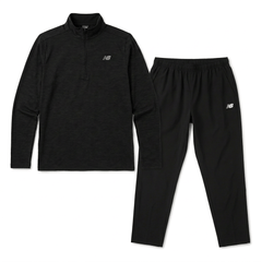 New Balance Men's 2-Piece Co Ord Set Black Quarter-Zip & Pant