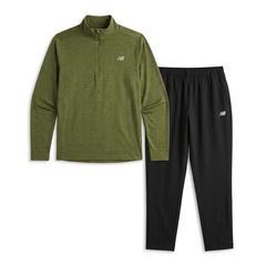 New Balance Men's 2-Piece Co Ord Set Green Quarter-Zip & Pant