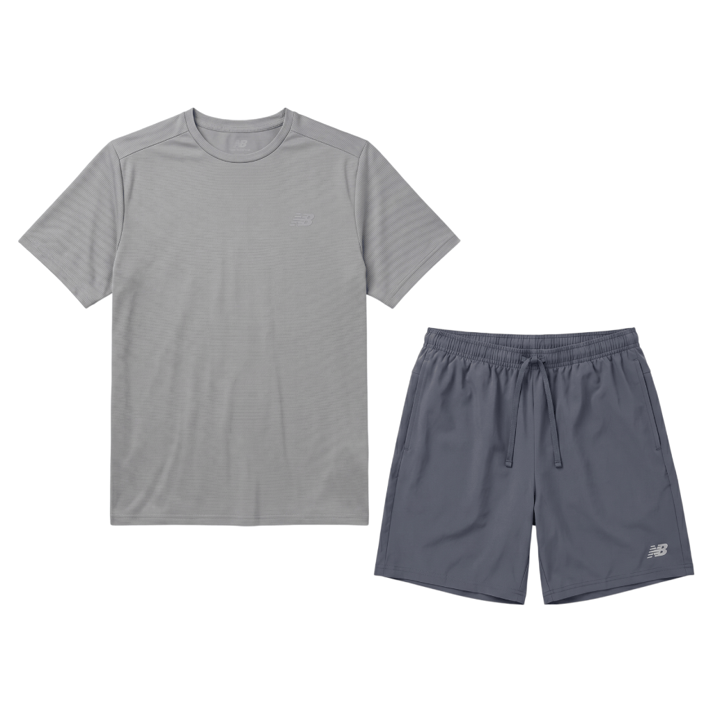 New Balance Men's 2 Piece Co Ord Set Grey/Graphite T-Shirt & Shorts