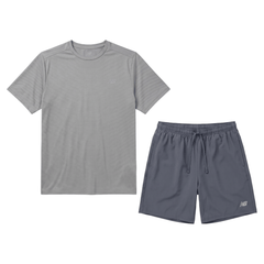 New Balance Men's 2 Piece Co Ord Set Grey/Graphite T-Shirt & Shorts