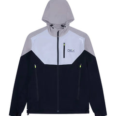 OEX Men's 3-Piece Co-Ord Set Black jacket with hood and zip pockets in black and taupe colors.