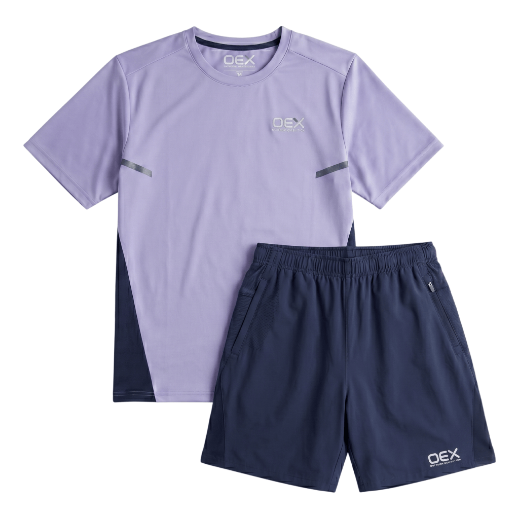 OEX Boy's 2-Piece Co-Ord Set – Lilac/Midnight   (T-Shirt & Shorts)