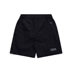 OEX Mens 3 Piece Co Ord Set Black shorts with elastic waistband and side pockets.