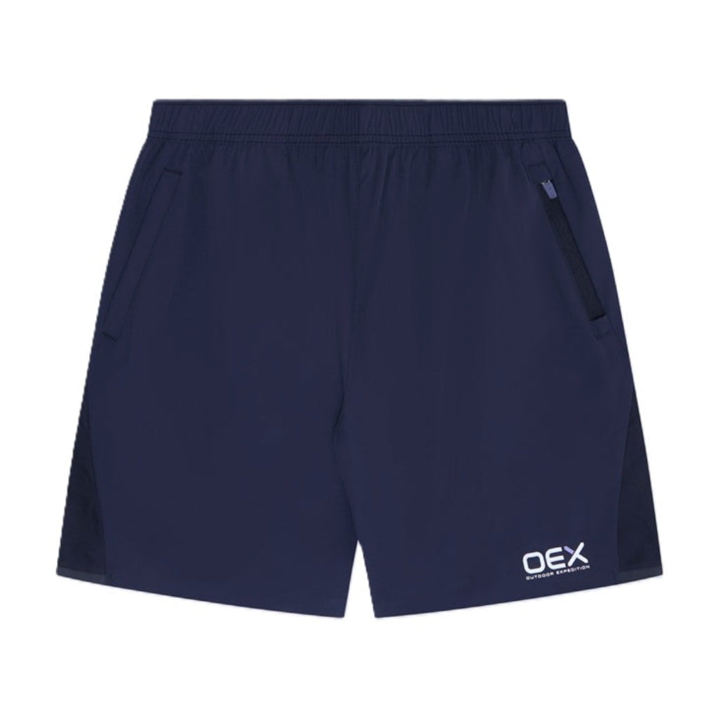 OEX Mens 3 Piece Co Ord Set navy shorts featuring breathable fabric and comfortable design.