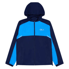 OEX Mens 3 Piece Co Ord Set navy and azure jacket with hood and zip design.