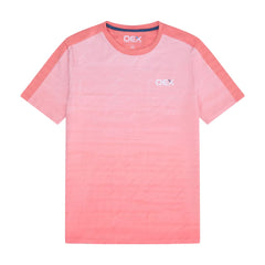 OEX Junior's 3-Piece Co-Ord Set Black, coral t-shirt with short sleeves and logo.