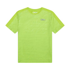 oex mens 3 piece co ord set black t-shirt in bright lime color, featuring breathable fabric for comfort